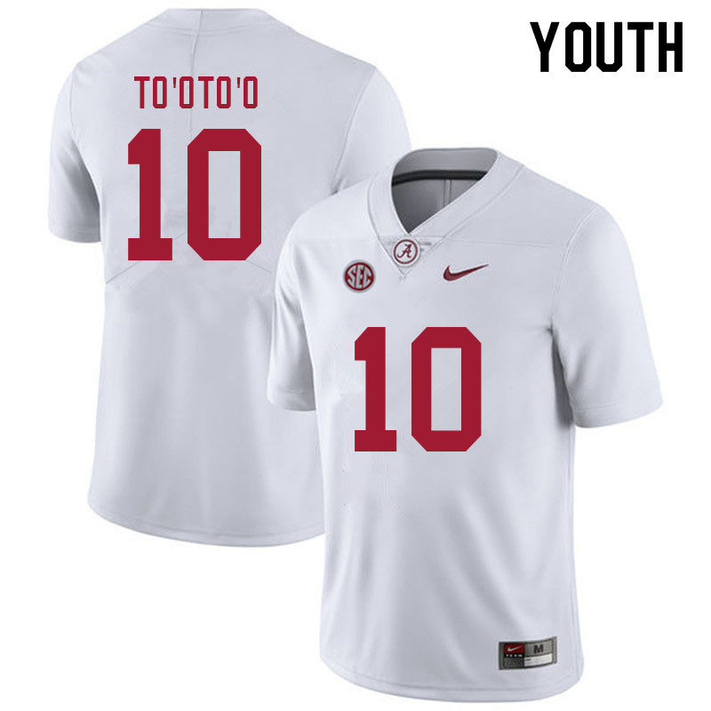 Youth #10 Henry To'oTo'o Alabama Crimson Tide College Football Jerseys Sale-White